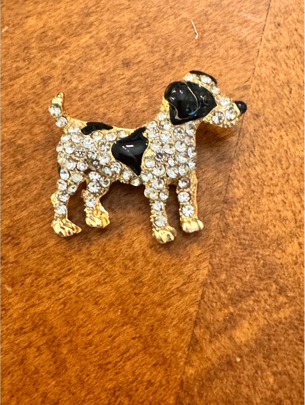 Vintage Dog-Shaped Rhinestone Brooch Pin 541